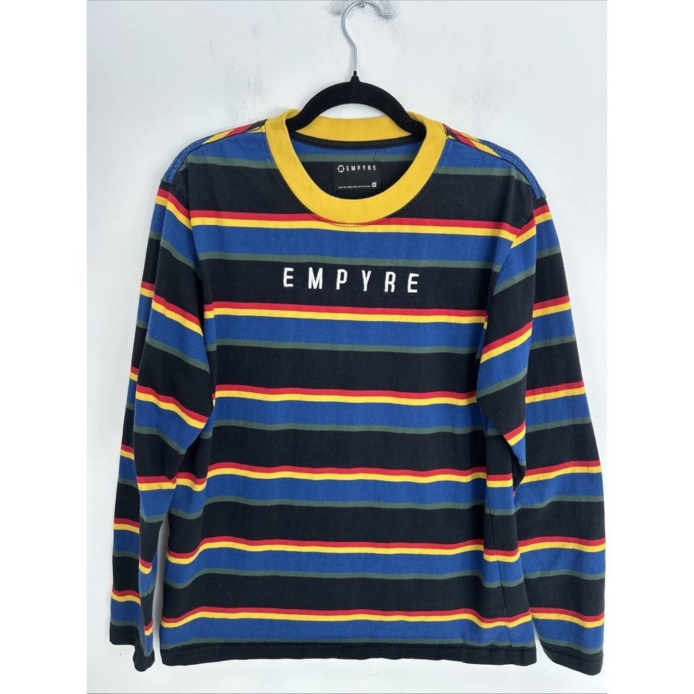 Empyre Men's Long Sleeve Stripe Knit‎ Skate T Shirt Embroidered Logo